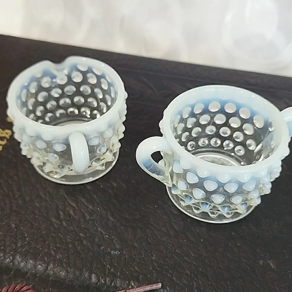 Fenton Hobnail Creamer and Sugar Vintage